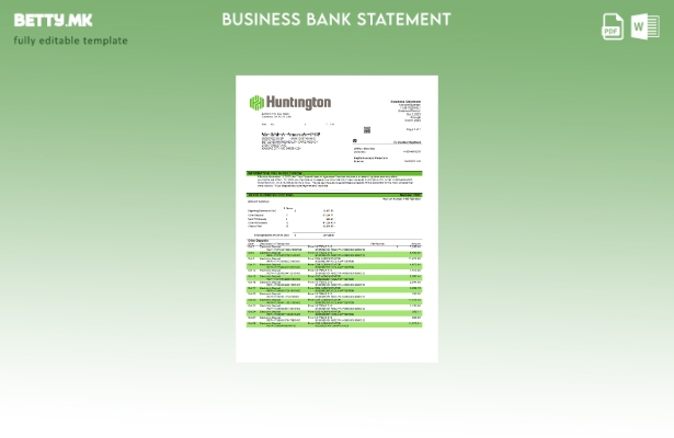 Модерен стил Huntington Bancshares корпоративен извод од банка Word и PDF шаблон
